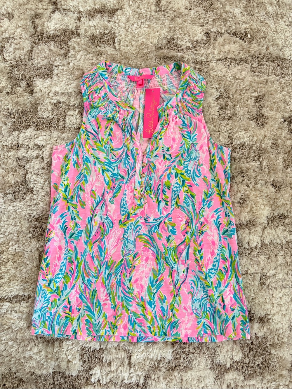 NWT Lilly Pulitzer Pink Tropical Print Sleeveless Size Small